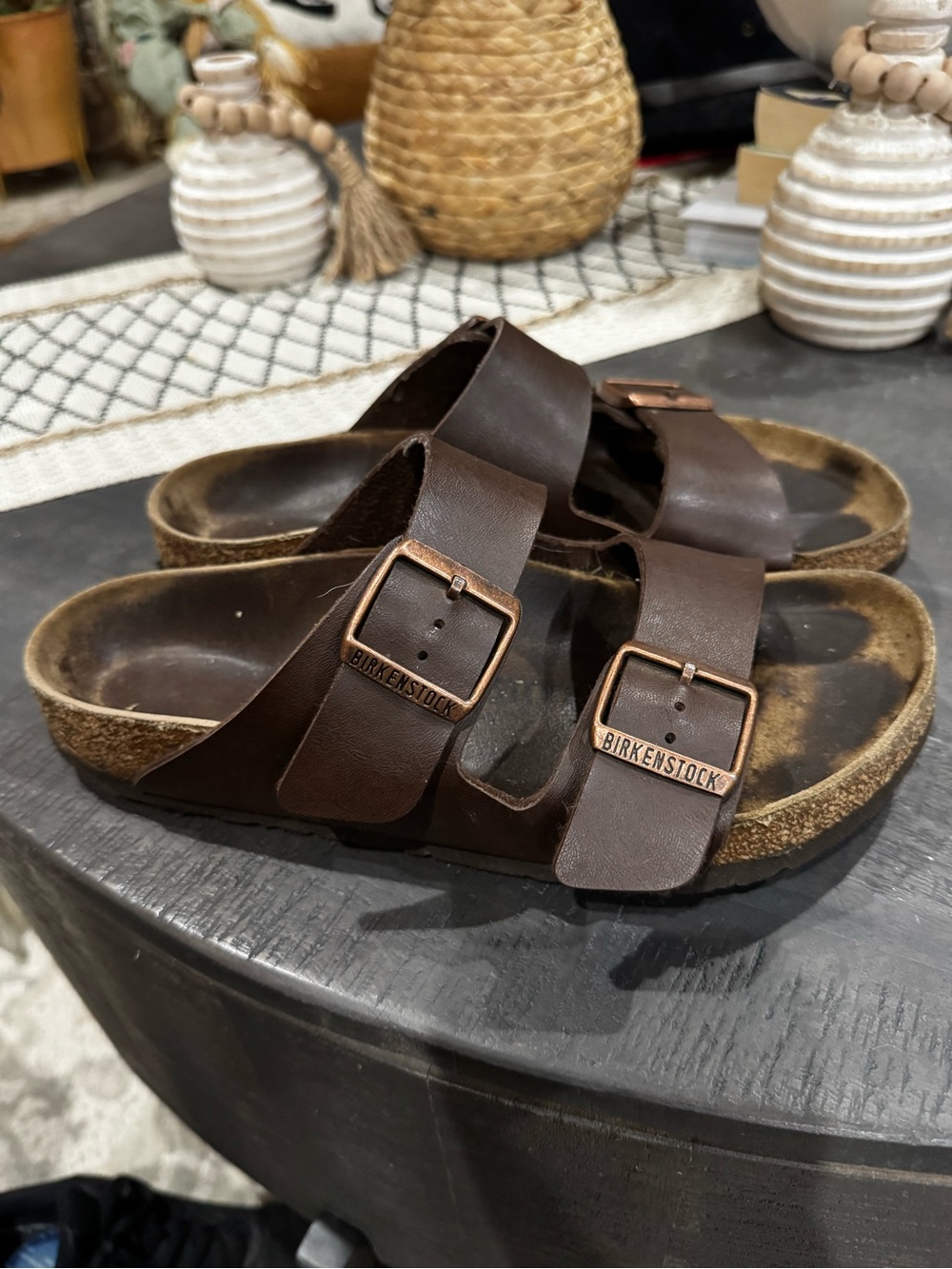 Birkenstock Two-Strap Arizona Sandals with Copper Buckles EU 38 US Women’s 7.5-8